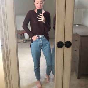 Charlotte Russe Maroon Vneck Lightweight Sweater